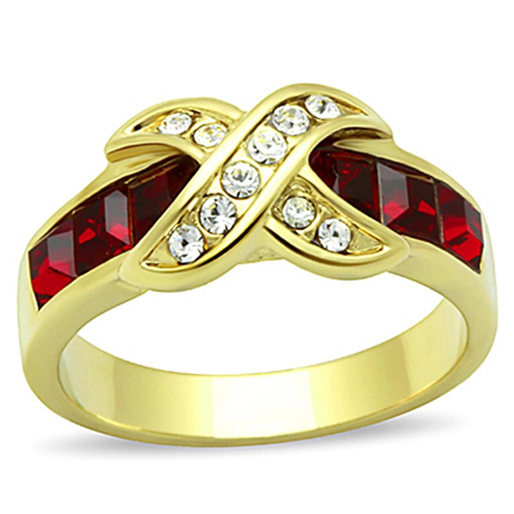 TK1388 - IP Gold(Ion Plating) Stainless Steel Ring with Top Grade Crystal  in Siam - Joyeria Lady