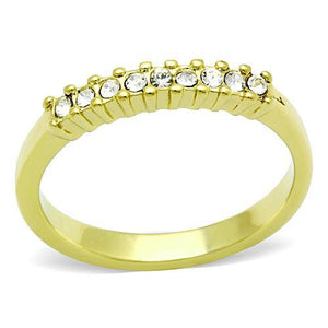 TK1390 - IP Gold(Ion Plating) Stainless Steel Ring with Top Grade Crystal  in Clear - Joyeria Lady