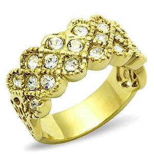 TK1394 - IP Gold(Ion Plating) Stainless Steel Ring with Top Grade Crystal  in Clear - Joyeria Lady