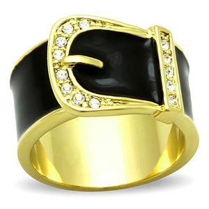 TK1396 - IP Gold(Ion Plating) Stainless Steel Ring with Top Grade Crystal  in Clear - Joyeria Lady