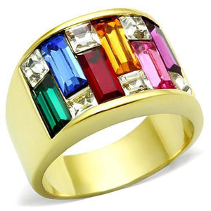 TK1397 - IP Gold(Ion Plating) Stainless Steel Ring with Top Grade Crystal  in Multi Color - Joyeria Lady