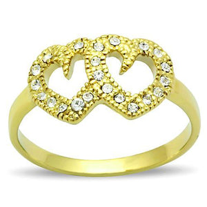 TK1398 - IP Gold(Ion Plating) Stainless Steel Ring with Top Grade Crystal  in Clear - Joyeria Lady