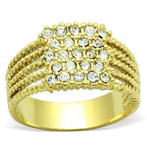 TK1400 - IP Gold(Ion Plating) Stainless Steel Ring with Top Grade Crystal  in Clear - Joyeria Lady