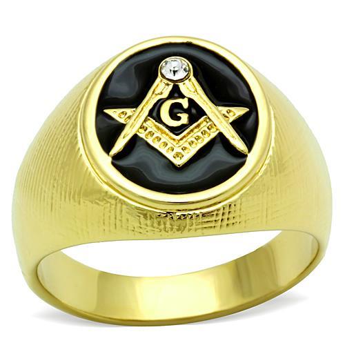 TK1403 IP Gold(Ion Plating) Stainless Steel Ring with Top Grade Crystal in Clear - Joyeria Lady