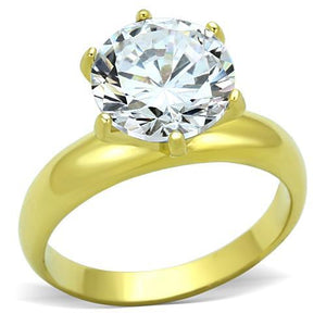 TK1408 - IP Gold(Ion Plating) Stainless Steel Ring with AAA Grade CZ  in Clear - Joyeria Lady