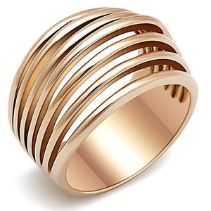 TK1414 - IP Rose Gold(Ion Plating) Stainless Steel Ring with No Stone - Joyeria Lady