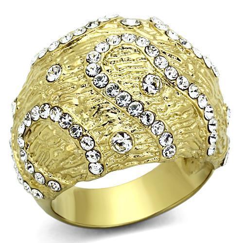 TK1419 - IP Gold(Ion Plating) Stainless Steel Ring with Top Grade Crystal  in Clear - Joyeria Lady