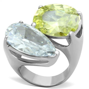 TK1424 - High polished (no plating) Stainless Steel Ring with AAA Grade CZ  in Apple Green color - Joyeria Lady