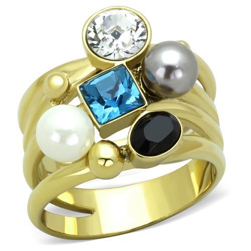 TK1440 - IP Gold(Ion Plating) Stainless Steel Ring with Synthetic Pearl in Multi Color - Joyeria Lady
