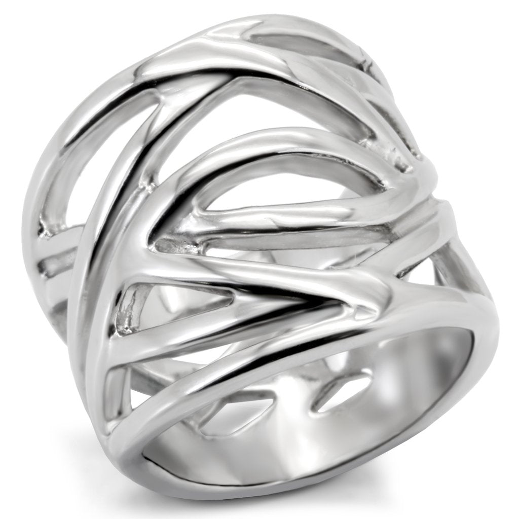 TK144 - High polished (no plating) Stainless Steel Ring with No Stone - Joyeria Lady