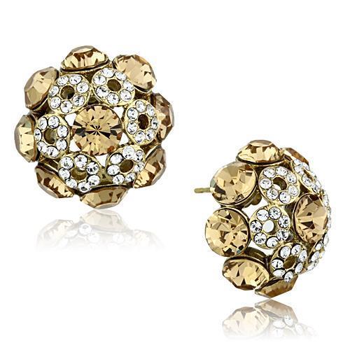 TK1458 IP Gold(Ion Plating) Stainless Steel Earrings with Top Grade Crystal in Citrine Yellow - Joyeria Lady
