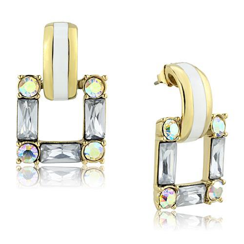 TK1465 IP Gold(Ion Plating) Stainless Steel Earrings with Top Grade Crystal in Clear - Joyeria Lady