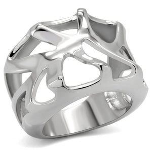TK146 - High polished (no plating) Stainless Steel Ring with No Stone - Joyeria Lady