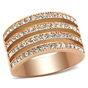 TK1492 - IP Rose Gold(Ion Plating) Stainless Steel Ring with AAA Grade CZ  in Clear - Joyeria Lady