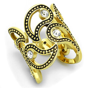 TK1506 - IP Gold(Ion Plating) Stainless Steel Ring with Top Grade Crystal  in Clear - Joyeria Lady