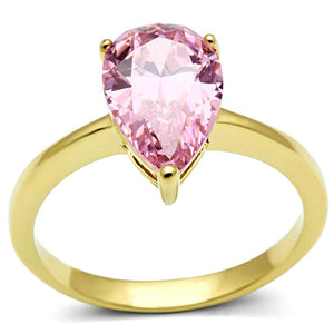 TK1508 - IP Gold(Ion Plating) Stainless Steel Ring with AAA Grade CZ  in Rose - Joyeria Lady