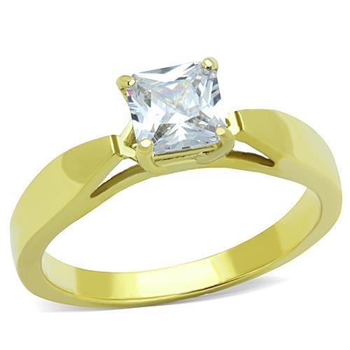 TK1511 - IP Gold(Ion Plating) Stainless Steel Ring with AAA Grade CZ  in Clear - Joyeria Lady