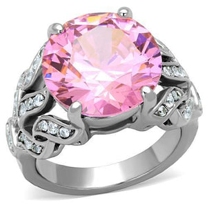 TK1512 - High polished (no plating) Stainless Steel Ring with AAA Grade CZ  in Rose - Joyeria Lady