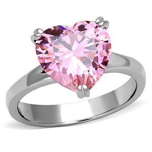TK1513 - High polished (no plating) Stainless Steel Ring with AAA Grade CZ  in Rose - Joyeria Lady