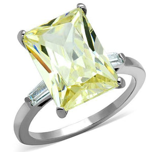 TK1514 - High polished (no plating) Stainless Steel Ring with AAA Grade CZ  in Citrine Yellow - Joyeria Lady