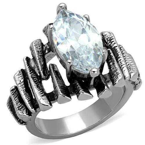 TK1516 - High polished (no plating) Stainless Steel Ring with AAA Grade CZ  in Clear - Joyeria Lady