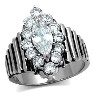 TK1517 - High polished (no plating) Stainless Steel Ring with AAA Grade CZ  in Clear - Joyeria Lady