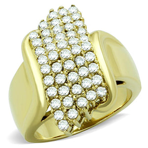 TK1554 - IP Gold(Ion Plating) Stainless Steel Ring with AAA Grade CZ  in Clear - Joyeria Lady