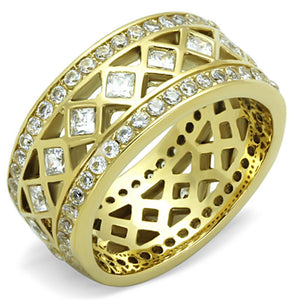 TK1558 - IP Gold(Ion Plating) Stainless Steel Ring with AAA Grade CZ  in Clear - Joyeria Lady