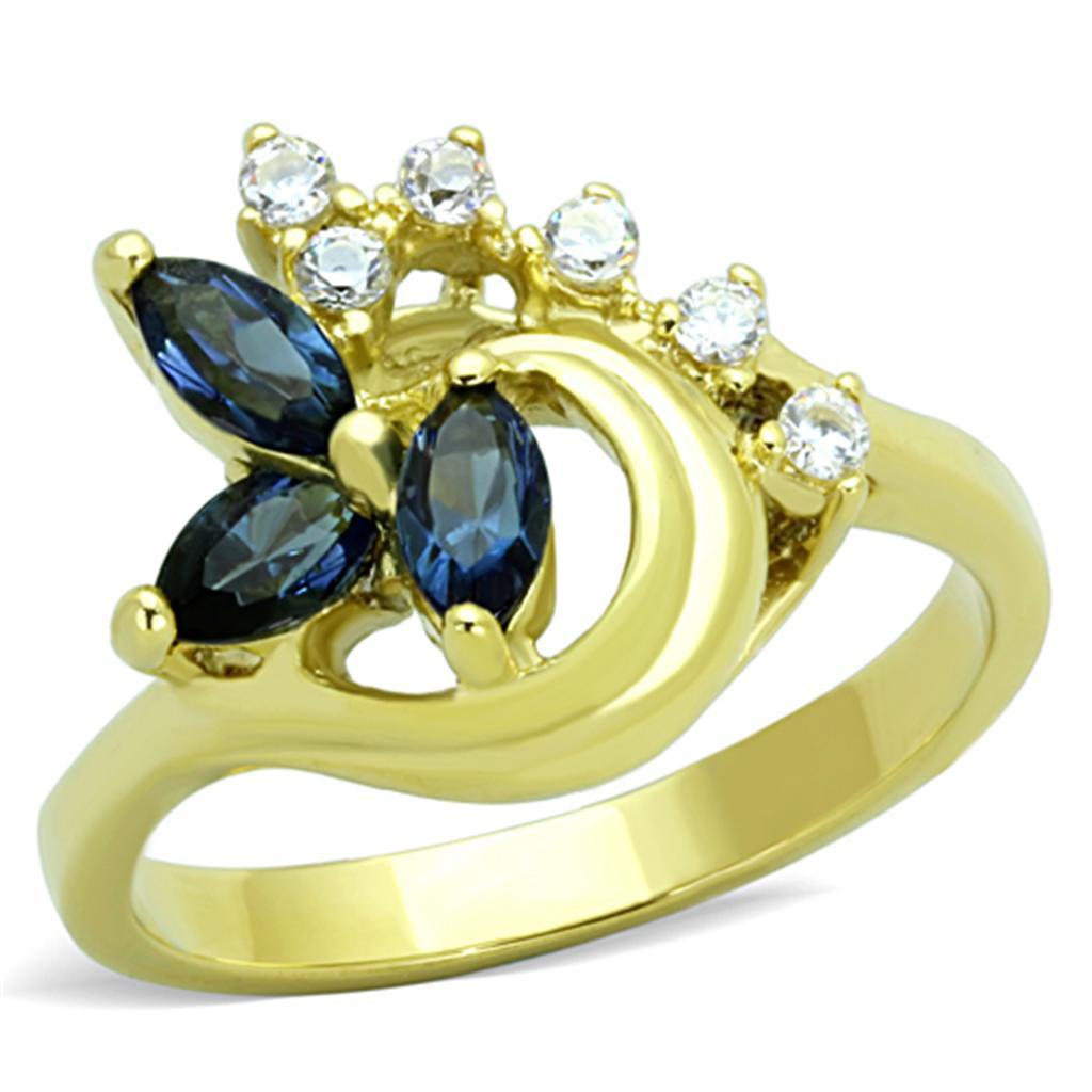TK1571 - IP Gold(Ion Plating) Stainless Steel Ring with Top Grade Crystal  in Montana - Joyeria Lady