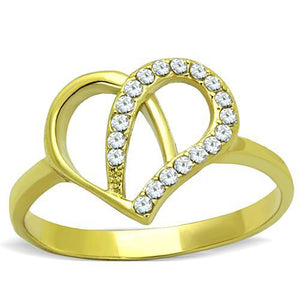TK1586 - IP Gold(Ion Plating) Stainless Steel Ring with AAA Grade CZ  in Clear - Joyeria Lady
