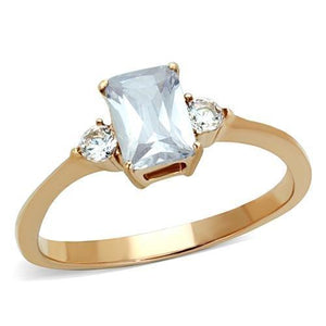 TK1589 - IP Rose Gold(Ion Plating) Stainless Steel Ring with AAA Grade CZ  in Clear - Joyeria Lady