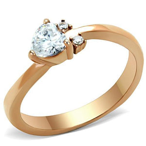 TK1591 - IP Rose Gold(Ion Plating) Stainless Steel Ring with AAA Grade CZ  in Clear - Joyeria Lady
