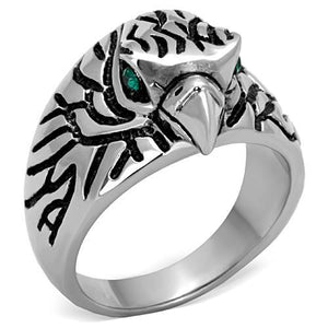 TK1600 High polished (no plating) Stainless Steel Ring with Top Grade Crystal in Emerald - Joyeria Lady