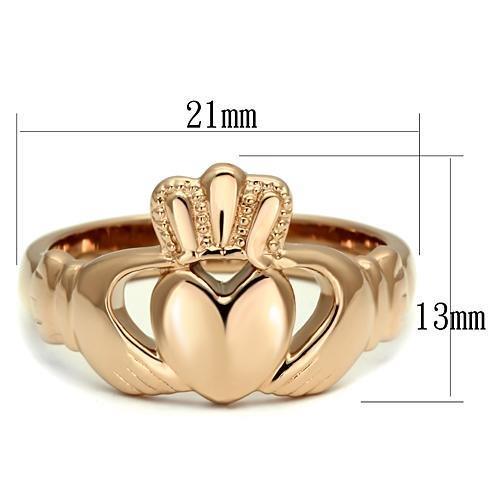 TK160R - IP Rose Gold(Ion Plating) Stainless Steel Ring with No Stone - Joyeria Lady