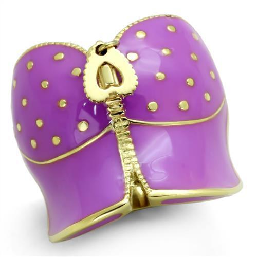 TK1621 - IP Gold(Ion Plating) Stainless Steel Ring with Epoxy  in Amethyst - Joyeria Lady