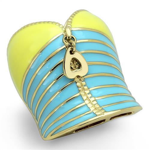 TK1623 - IP Gold(Ion Plating) Stainless Steel Ring with Epoxy  in Multi Color - Joyeria Lady