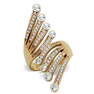 TK1631 - IP Rose Gold(Ion Plating) Stainless Steel Ring with AAA Grade CZ  in Clear - Joyeria Lady