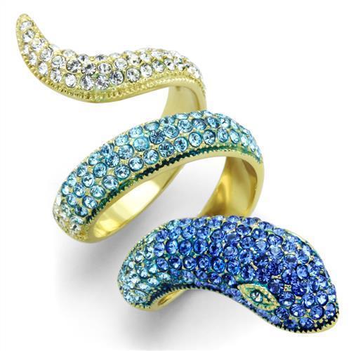 TK1641 - IP Gold(Ion Plating) Stainless Steel Ring with Top Grade Crystal  in Multi Color - Joyeria Lady