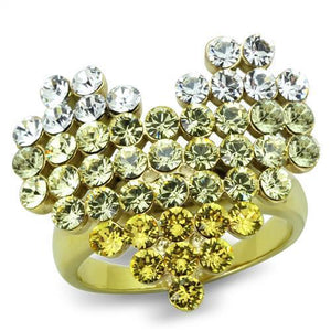 TK1642 - IP Gold(Ion Plating) Stainless Steel Ring with Top Grade Crystal  in Multi Color - Joyeria Lady