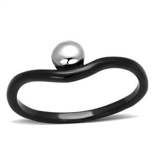 TK1645 - Two-Tone IP Black Stainless Steel Ring with No Stone - Joyeria Lady