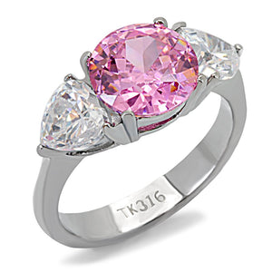TK164 - High polished (no plating) Stainless Steel Ring with AAA Grade CZ  in Rose - Joyeria Lady