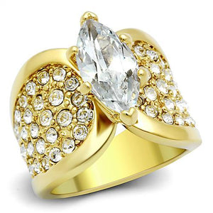 TK1672 - IP Gold(Ion Plating) Stainless Steel Ring with AAA Grade CZ  in Clear - Joyeria Lady