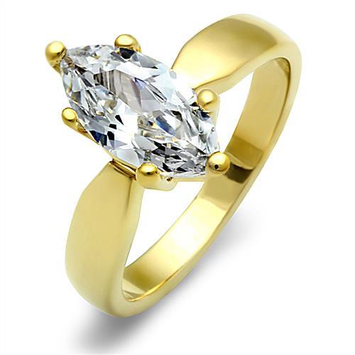 TK1673 - IP Gold(Ion Plating) Stainless Steel Ring with AAA Grade CZ  in Clear - Joyeria Lady