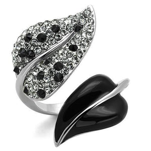 TK1678 - High polished (no plating) Stainless Steel Ring with Top Grade Crystal  in Jet - Joyeria Lady