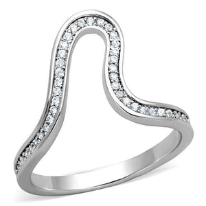 TK1680 - High polished (no plating) Stainless Steel Ring with AAA Grade CZ  in Clear - Joyeria Lady