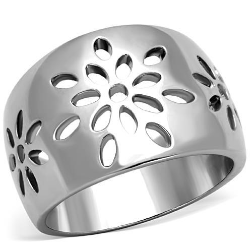 TK1684 - High polished (no plating) Stainless Steel Ring with No Stone - Joyeria Lady
