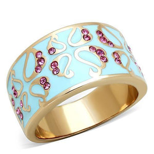TK1689 - IP Rose Gold(Ion Plating) Stainless Steel Ring with Top Grade Crystal  in Rose - Joyeria Lady