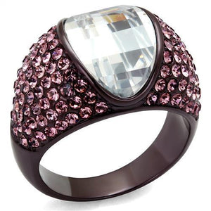 TK1692DC - IP Dark Brown (IP coffee) Stainless Steel Ring with AAA Grade CZ  in Clear - Joyeria Lady