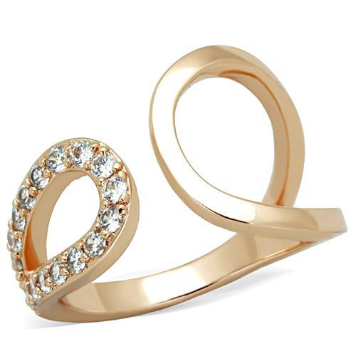 TK1694 - IP Rose Gold(Ion Plating) Stainless Steel Ring with AAA Grade CZ  in Clear - Joyeria Lady