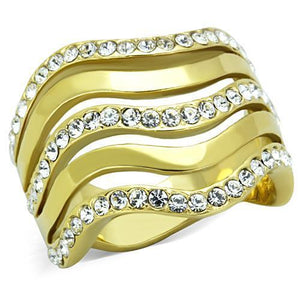 TK1700 - IP Gold(Ion Plating) Stainless Steel Ring with Top Grade Crystal  in Clear - Joyeria Lady